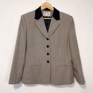 Vintage Le Suit Textured Black Collar Blazer Jacket Size 14